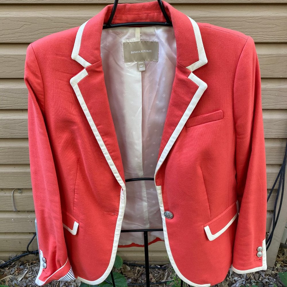 Banana Republic orange/cream varsity style blazer